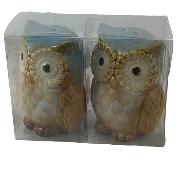 Owl Ceramic Kitchen 4 Piece Set Hand-Painted Functional Kitchen Art Blue Tan - Picture 5 of 9